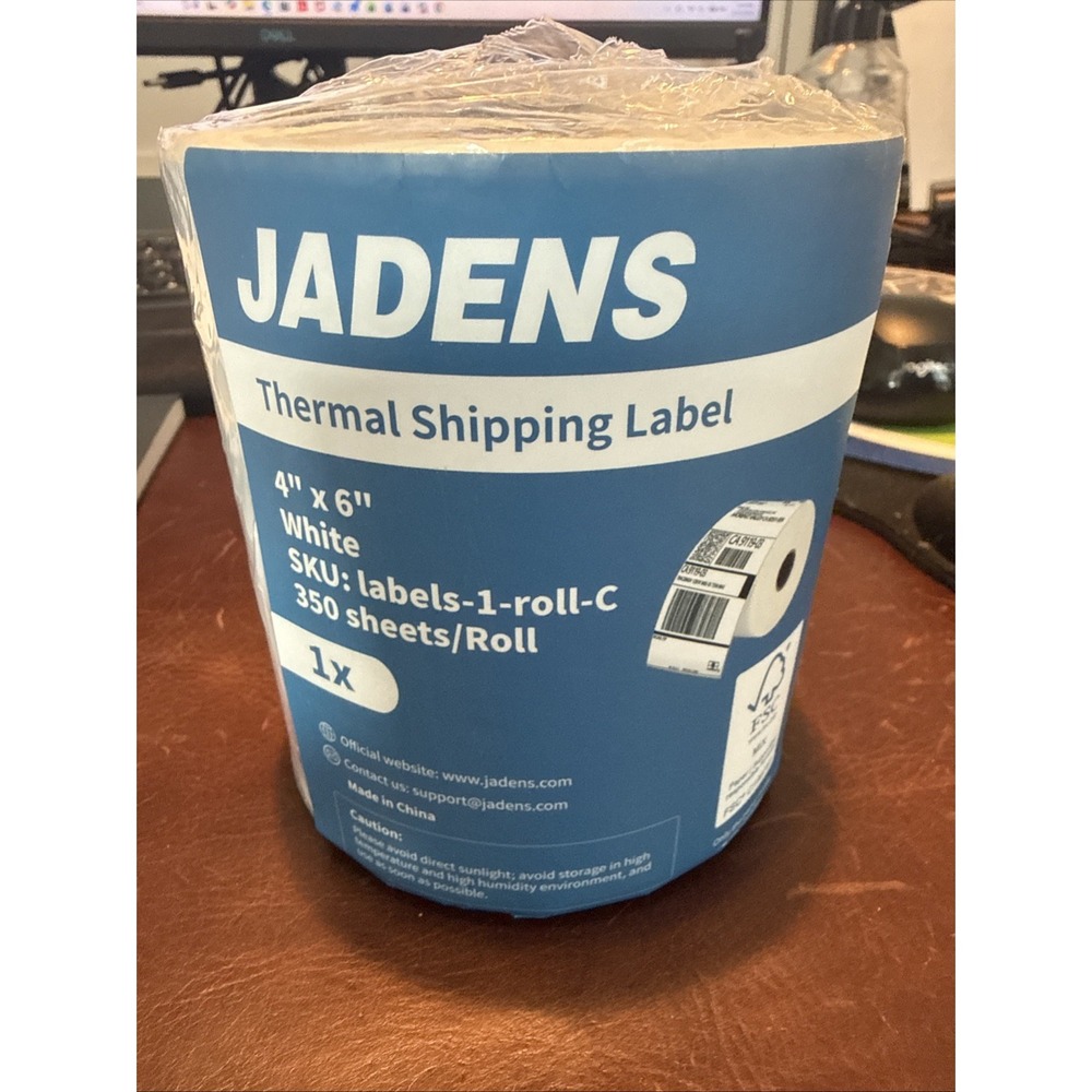 Jadens Thermal Shipping Label 350 Sheets/Roll 4x6 Thermal Shipping Labels White